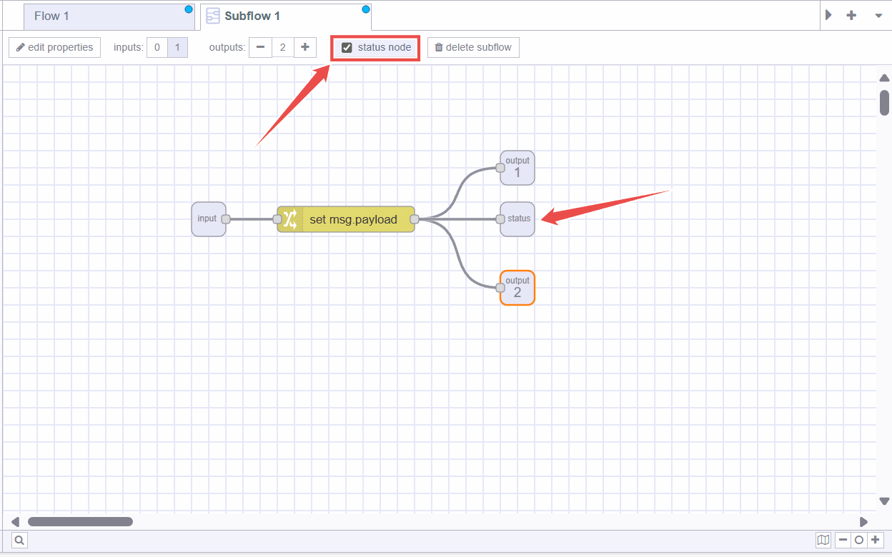 Image showing status node and option to add it Image showing status node and option to add it